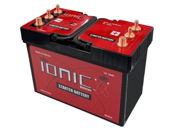 12v100h-starter-battery-side Ionic Lithium 12V Group 31 | 3000 CA | LiFePO4 Heavy Duty Diesel Starter Battery + Heater